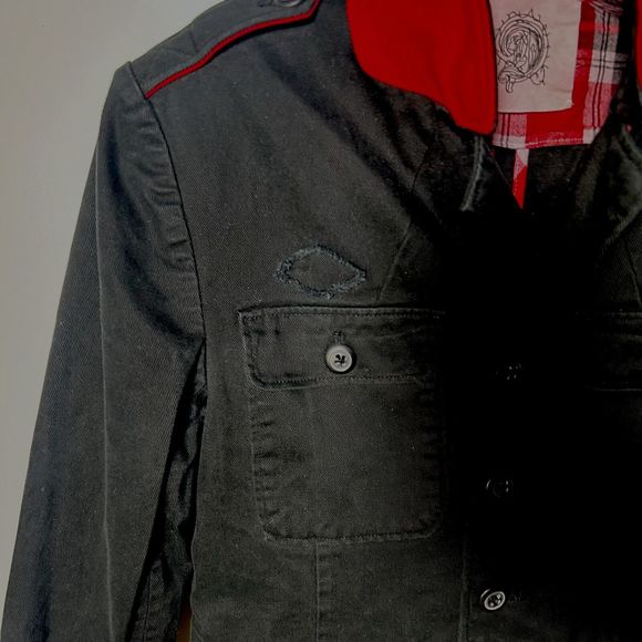 Urban Outfitters Military Utility Jacket Button Up Black Womens Size M - Picture 9 of 16